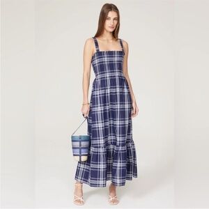 Hill House Anjuli Nap dress blue plaid NWOT size M
